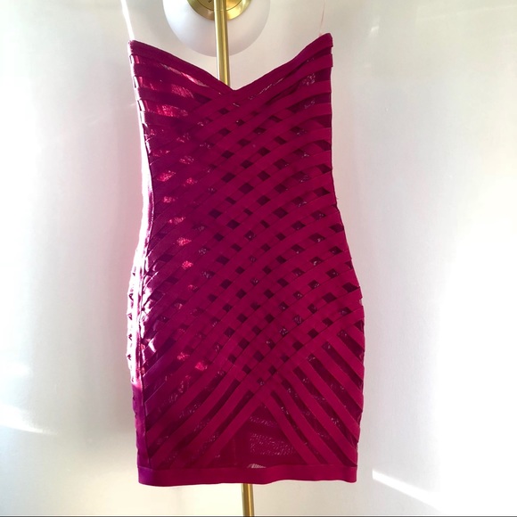 House of CB Strapless Bandage Dress - Deep Red - Picture 2 of 3
